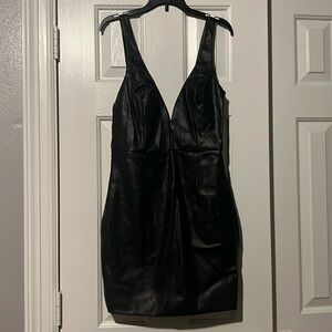 Lulus black v-neck leather dress